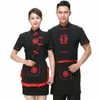 2023 Summer Hotel Staffs Work Clothes Tea House Waitr Uniform+Apr Set Catering Farmhouse Waiter Workwear grossist F2IH#