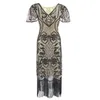 2022 Neueste 1920er Flapper Roaring Plus Size 20S Great Gatsby Franse Paillon Perlen Lady DR 82xi#