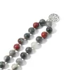 Colliers Natural Bloodstone 108 Mala Collier noué perlé semi-anice de méditation yoga japamala bijoux avec arbre de vie pendentif