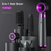 Hair Dryers New 5 In 1 Electric Hair Dryer Hot Air Brush Multifunctional Hair Straightener Negative Ion Curler Blow Dryer Styling Set 240329