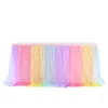 Jupe de Table en Tulle, couverture de fête d'anniversaire, nappe rectangulaire solide pour mariage, décoration de la maison