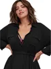 Plus Size Spring Autumn Elegant Pocket Frt LG Sleeve Party Dr Women Solid Black Tie Midje midja Casual Dr stor storlek 5xl 6xl 089f#