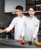 Män LG Sleeve Chef Uniform Restaurant Chef Jacket med APR Cook Coat Chef T-shirt Arbete Uniform Waiter Hotel Clotho S3am#