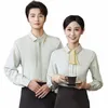 Kellner Arbeitskleidung Hemd Restaurant Café Milch Tee Shop Fi Slim-Fitting Arbeitskleidung Logo Lg Ärmel Frauen i1E8 #