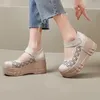 Scarpe eleganti GKTINOO Sandali da donna retrò fatti a mano con gancio in vera pelle 2024 Sneakers con zeppa con piattaforma cava primavera estate