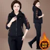 Femmes automne hiver nouveau costume en peluche épaissie hauts à capuche gilet pantalon 3 trois pièces ensembles fi grande taille femmes vêtements S4SI #