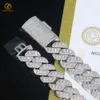 Mens hiphop smycken halsband Sterling Sier Moissanite Iced 18mm kubansk länkkedja Mossanite