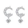 Men Women Fancy Jewelry White Gold Plated VVS 0..5CT 1CT Moissanite Diamond Letter Earrings for Girls Women Nice Gift