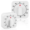 Timer da cucina da 60 minuti, conto alla rovescia, promemoria allarme silenzioso, timer meccanico quadrato bianco per cucina, aula, compiti a casa, ufficio