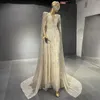 Shar sa Dubai Luxury Crystal LG Cape Sleeves Evening Dr Arabic Women Elegant High Custom Wedding Dr Party Gown SS550 38XK#