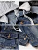 Damesjas Denim jas Nieuw in Koreaans Fi Slanke Veelzijdige Lg-mouw Top Korte spijkerjas met capuchon Winter Dameskleding 17yz #