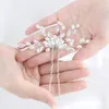 Élégants épingles à cheveux de mariage Sier Crystal Pearl Clips de cheveux de mariée Handmade Bridal Femme Femme Hair Accies Festival Festival Bijoux P3KR # #