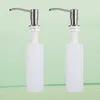 Distributeur de savon liquide 2 pièces 300ml bouteille d'évier pompe à détergent nettoyant Essence fourniture de lavabo pour salle de bain de cuisine (blanc)