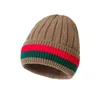 Beanie/Skull Caps Winter and Autumn Thick Bean Hat Womens Striped Knitted Wool Warm Cotton Brand Couple Womens Knitted Hat Skull BeanL2403