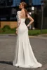 Urban Sexy Dresses Long Sleeve Mermaid Wedding Dress Beach V-Neck Lace Appliques Sweep Train Button Bridal Gowns Customize To Measures Civil yq240329