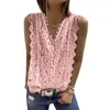 Damesblouses Elegante tanktop Damesblouse Kantborduurwerk Witte shirts Feminina Sexy V-hals Mouwloos Zomertops Dames Casual