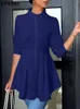 VONDA Fi Асимметричная блузка большого размера 5XL 2023 Элегантные женские однотонные повседневные рубашки Lg Туника с рукавами Lg Топы плиссированные Bluas t9kf #