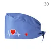 heart Shape Embroidery Nurse Hats for Women with Butts Adjustable Unisex Cott Beauty Care Work Lab Pet Doctor Surgical Cap P8JA#
