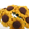 Fleurs décoratives 2/10 lots de fleurs artificielles en papier petit tournesol avec fil pour bricolage artisanat cartes cadeau boîte décor faux