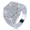 Hexagon Ring Voor Mannen Top Kwaliteit Trendy HipHop Sieraden 18K Vergulde Bling Ice Out CZ Hip Hop Rings264d