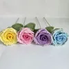 Dekorative Blumen Gradientenfarbe künstliche Rosenblume handgefertigt häkeln gestrickte Strauß Arrangement Home Dekoration Valentinstag Geschenke