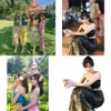 Etnik Giyim 2023 Yaz Tayland Geleneksel Kadınlar Seksi Uzun Etek Güneydoğu Asya Pografi Performansı Tayland Kostüm Seyahat Elbisesi2024