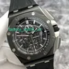 AP-Kalender-Armbanduhr, Royal Oak Offshore-Serie 26402CE, schwarzes Zifferblatt, Keramikmaterial, rote Nadel, Zeitmessung, mechanische Herrenuhr, transparenter Boden, 44 mm