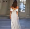 Urban Sexy Dresses LSYX Elegantes, schulterfreies, rückenfreies Meerjungfrau-Hochzeitskleid für Frauen 2024, schlichtes Krepp-Schlepp-Minimalismus-Brautkleid yq240329