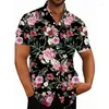 Męskie koszule na swobodne koszule z nadrukiem 3D dla mężczyzn Hawajskie letnia moda plaża wygodna top bluzka krótkie rękawy odzież uliczna