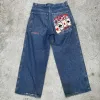 Kvinnliga jeans 2023 Ny pokerbroderi mönster jnco jeans y2k män jeans harajuku hip hop retro blå baggy streetwear heta f7uz#