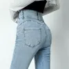 Zoenova fi Streetwear Elastic dżinsy kobiety y2k rozszerzone chude wysokie talia mama dżins miękka swobodna odzież lg spodnie nowe b2xj#