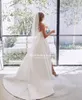 Fivsole Simple Plate V-neck Wedding Dr High Side Slit Princ Bride Dr Dr Bridal Dons