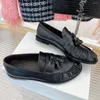 Casual Shoes 2024 Spring Autumn Flats äkta läder för kvinnor Round Toe Solid Color Pleated Comfort CONCISE TRENDY STORLEK 35-40