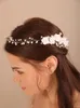 パールブライダルヘアコームRhineste Fr Bride Tiara Headband Wedding Hair Accories Party Haile Jewelry手作りヘッドピースC788＃