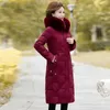 winter Jacket Middle-aged Mother's Clothing Fur Collar Hooded Parkas Loose Thick Winter Coat Female Warm Zipper Parka Outwear o4Sc#