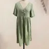 Robes de soirée femmes robe Maxi élégante col en V avec poches pour ligne a ourlet ample été plage manches courtes serré