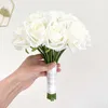 Bride Bouquet de mariage Acles de mariage blancs Ivory Roses Silk FRS Groom artificiel Mutthole Bridesmaids Mariage Bouquet Bouquets Z476 #