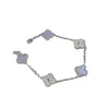 Дизайнерский оригинальный бренд v Gold Van Lucky Four Leaf Grass Diamond Bracelet для женского двустороннего натурального пурпурного халцедония кристалл Fritillaria