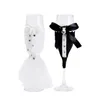 Copos de vinho casamento champanhe copo conjunto noiva e noivo vestido preto branco decorativo para o presente do dia dos namorados