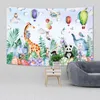 Tapestries Watercolor Baby Animal Wall Mural Lovely Hanging Carpets Sofa Blanket Kids Bedroom Decorations 200x150cm