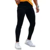 Dropship masculino logotipo de etiqueta personalizada de alta qualidade y2k zíper rasgado calças jeans skinny para homens roupas streetwear 585T #