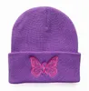 Bonnet brodé papillon en laine pour hommes et femmes, fournitures de fête, bonnet d'hiver solide, bonnet tricoté, Skullcap Hip Hop, automne