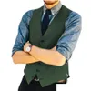 Mäns västar herrkyler Vest V Neck Ferringbone Slim fit Formal Green/Black/Brown Business Single-Breasted Waistcoat Groomman For Drop D Dhikr