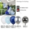 Decorazione per feste 117 pezzi Kit di palloncini ghirlanda ad arco bianco blu intenso Set di palloncini in lattice argento cromato Forniture di compleanno per matrimoni