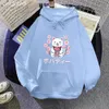 Bahar Sonbahar Kış Kadınları Hoodies Çizgi Kedi Kabarcığı Boba Süt Çay Kiraz Çiçeği Baskı LG Sleeve Plus Boyut Hoodie Sweatshirt C77T#