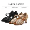 DKZSYIM Latin Dance Schuhe Für Frauen Damen Ballsaal Party Jazz Mesh Salsa Turnschuhe Weichen Boden High Heels 5CM-10CM