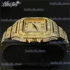 Другие часы Известный бренд MISSFOX Роскошные мужские золотые es Fashion Hip Hop Iced Diamond Водонепроницаемые квадратные кварцевые наручные часы для мужчин Бесплатная доставка T240329