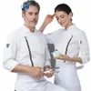 Unisexe Noir Chef Uniforme Lg Manches Cuisine Cuisine Veste Restauration Hôtel Café Boulangerie Barber Shop Serveur Chemise de Travail e6Au #