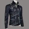 Raro MJ Michael Jacks Estilo Punk Rock BAD Tour Preto Cott Couro Rebite Slim Zipper Jacket Outwear F16H #