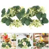 Decorative Flowers 2 Pcs Candlestick Garland Small Wreath Pillar Holder Wreaths For Crafts Eucalyptus Leaves